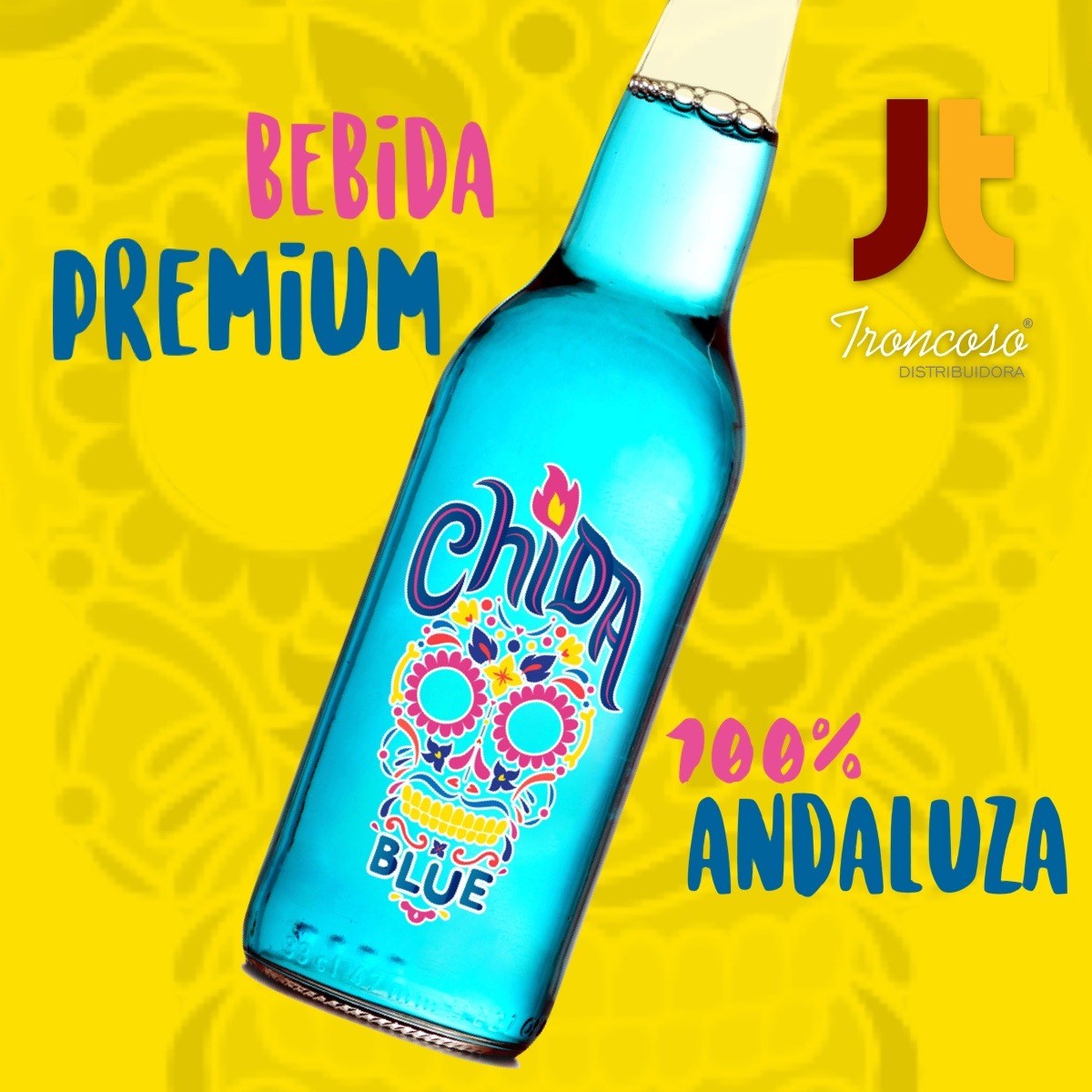 Chida Blue, una bebida moderna y andaluza. Distribuida por Troncoso Distribuidora