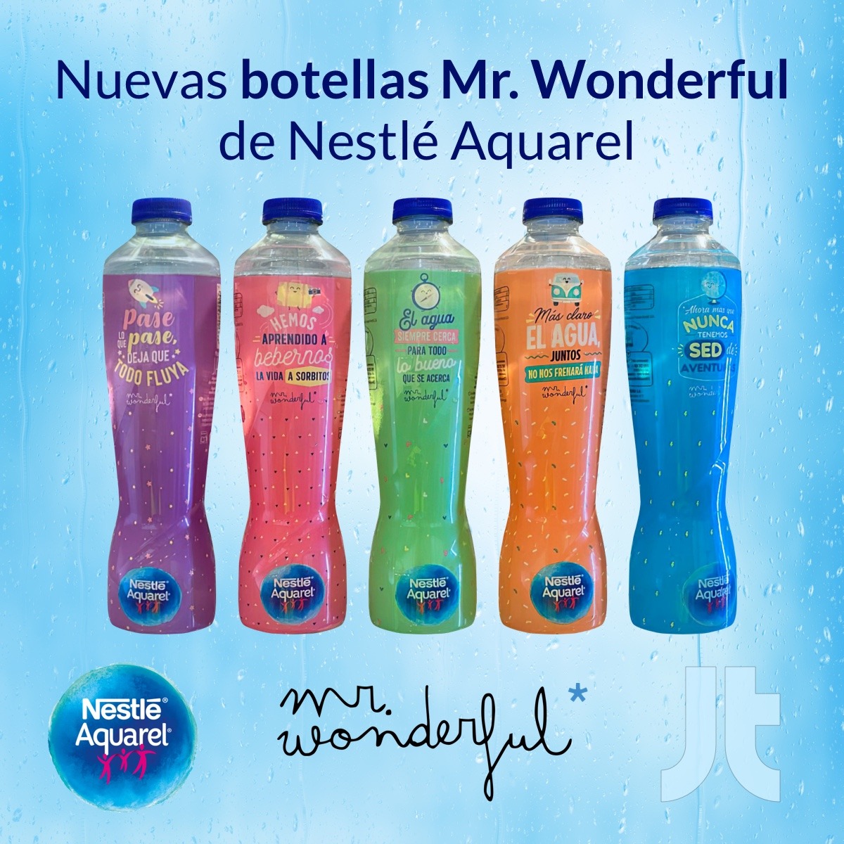 Nuevas botellas de Nestlé Aquarel con nuevos diseños de Mr. Wonderful