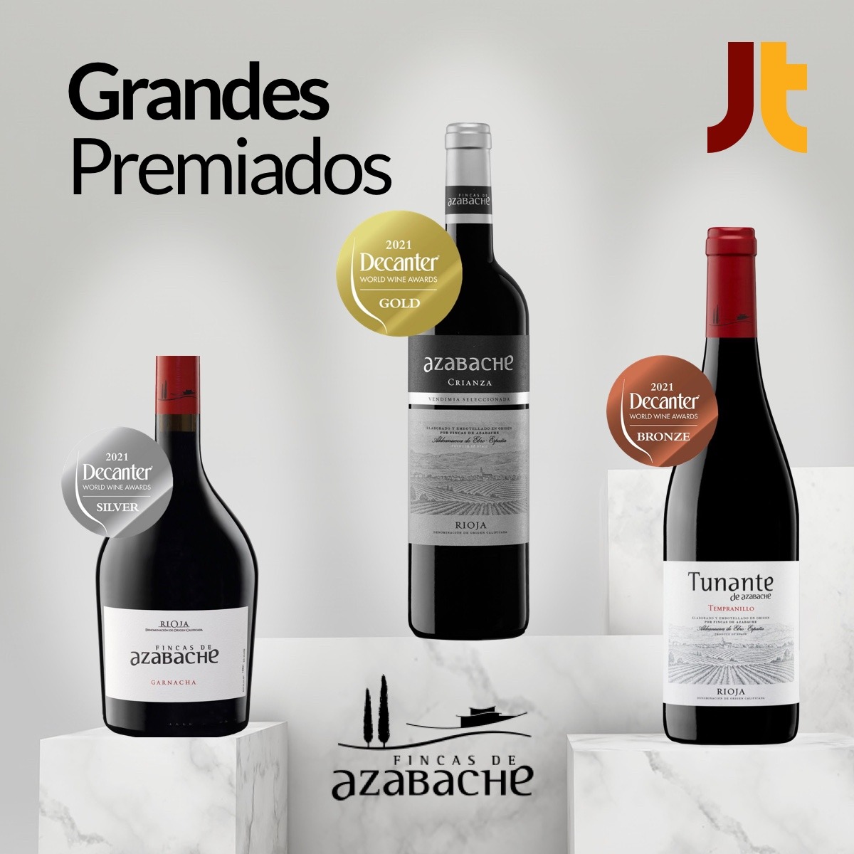 Vinos Azabache vendimia seleccionada, Tunante de Azabache y Fincas de Azabache Garnacha premiados en los Decanter World Wine Awards 2021