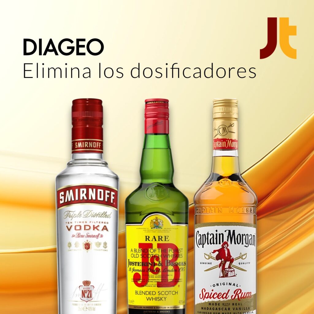 Diageo elimina los dosificadores en sus botellas