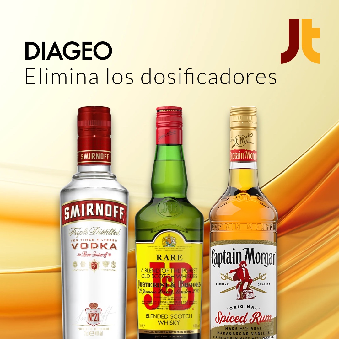 Diageo elimina los dosificadores en sus botellas